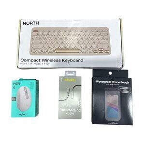 NORTH Compact Wireless Keyboard, Logitech M196 Bluetooth Mouse, Heyday 3ft. USB-